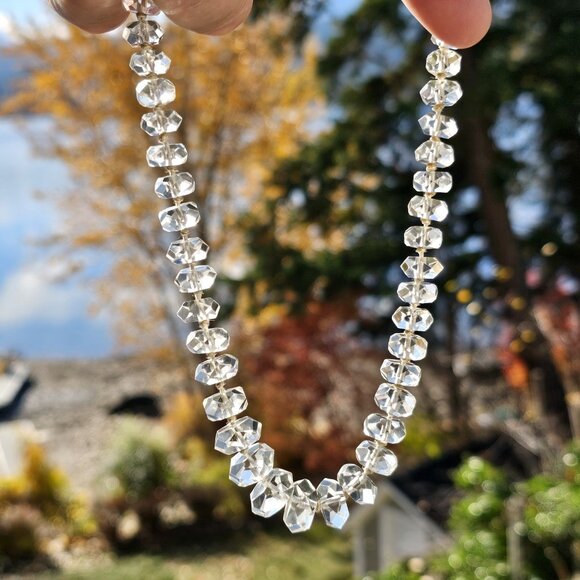 Vintage Crystal Glass Graduated 15" Choker Necklace Amazing Piece - Picture 13 of 13